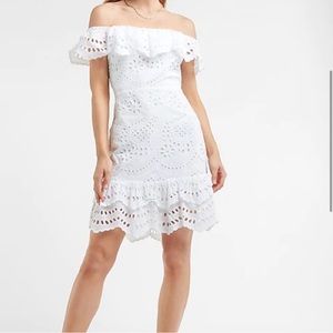 NWT Express Eyelet Lace Off the Shoulder Dress